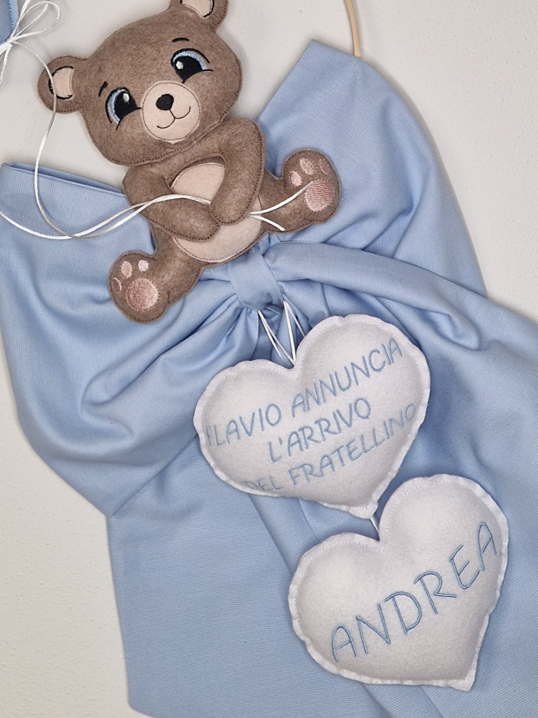 fiocco nascita orsetto personalizzato fatto a mano