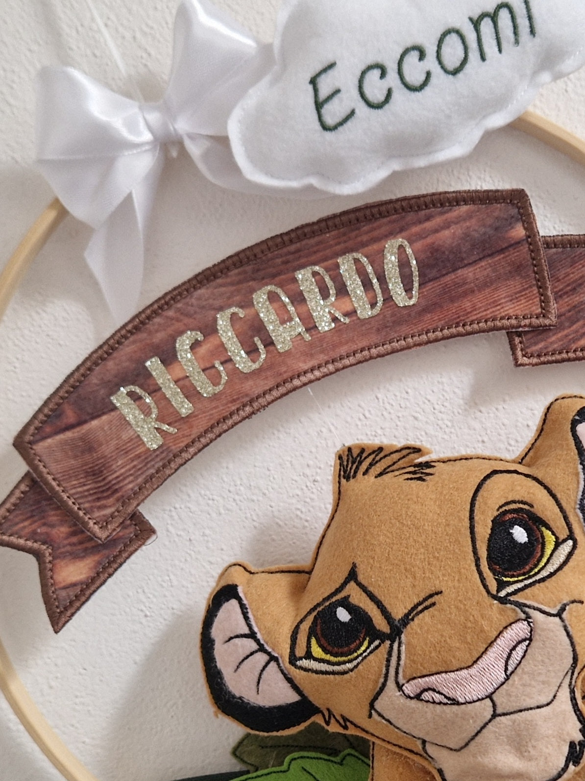 fiocco nascita simba personalizzato fatto a mano
