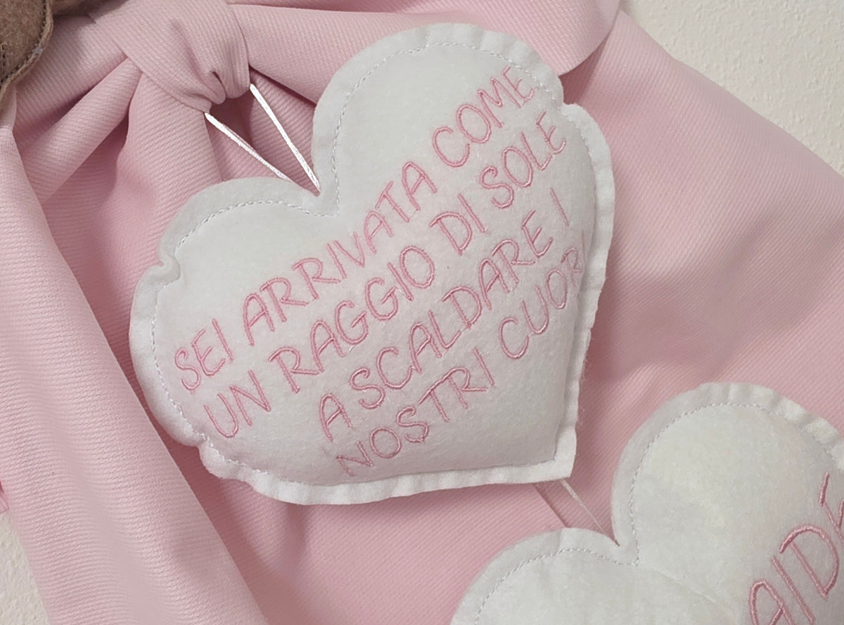 Fiocco nascita orsetto Rosa