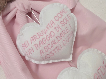 Fiocco nascita orsetto Rosa