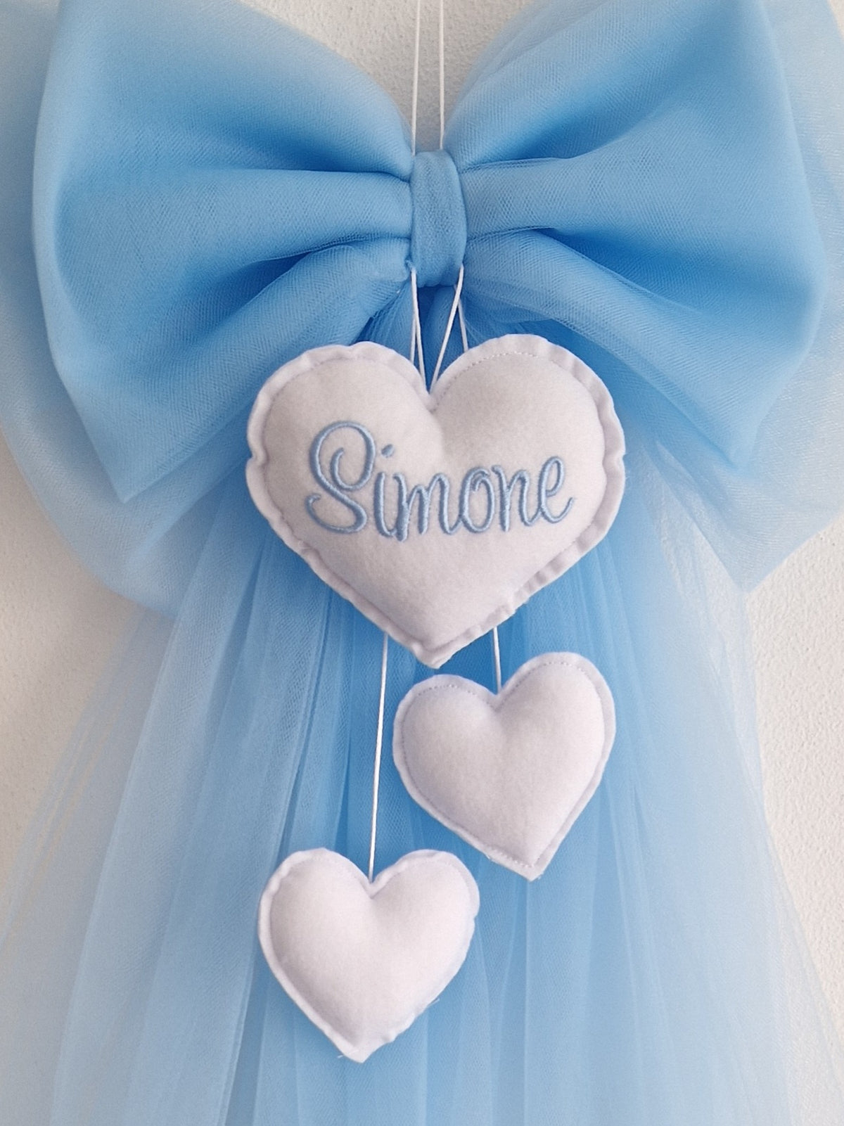 Fiocco Nascita Tulle Azzurro