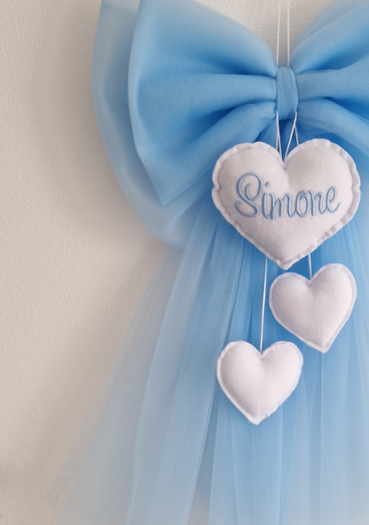 Fiocco Nascita Tulle Azzurro