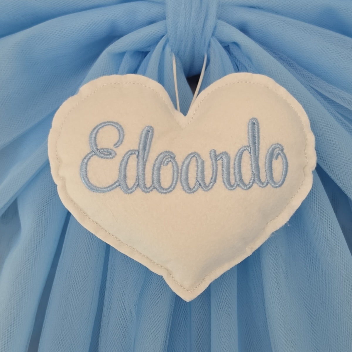 Fiocco Nascita Tulle Azzurro