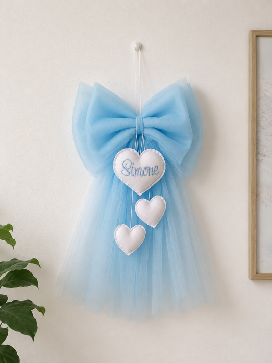 Fiocco Nascita Tulle Azzurro
