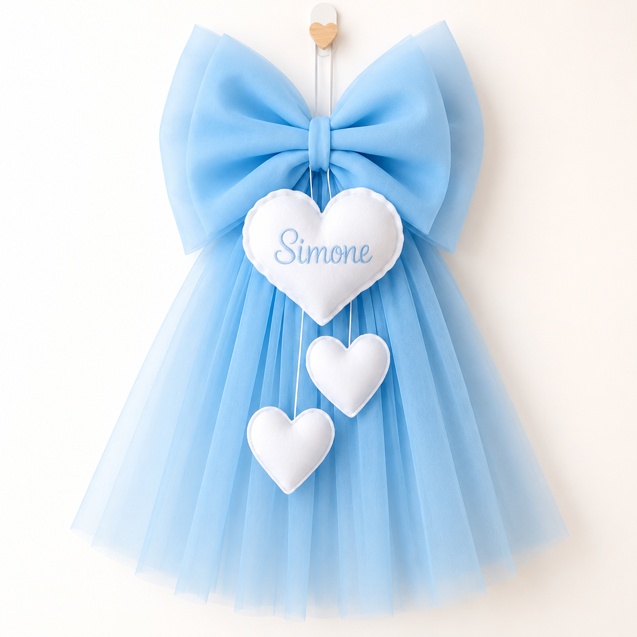 Fiocco Nascita Tulle Azzurro