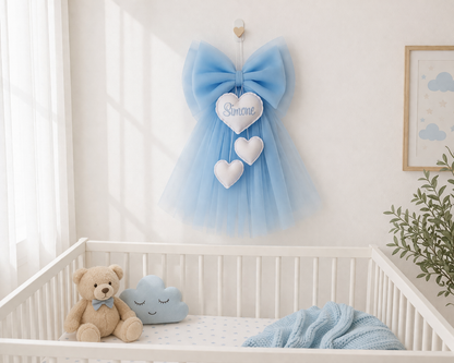 Fiocco Nascita Tulle Azzurro