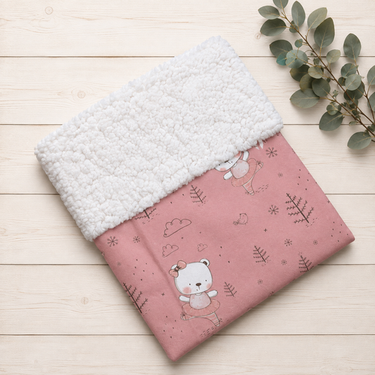 Copertina Invernale orsetta rosa personalizzata con nome