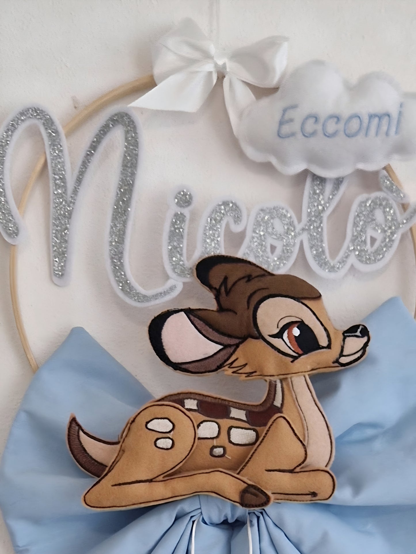fiocco nascita cerbiatto personalizzato fatto a mano