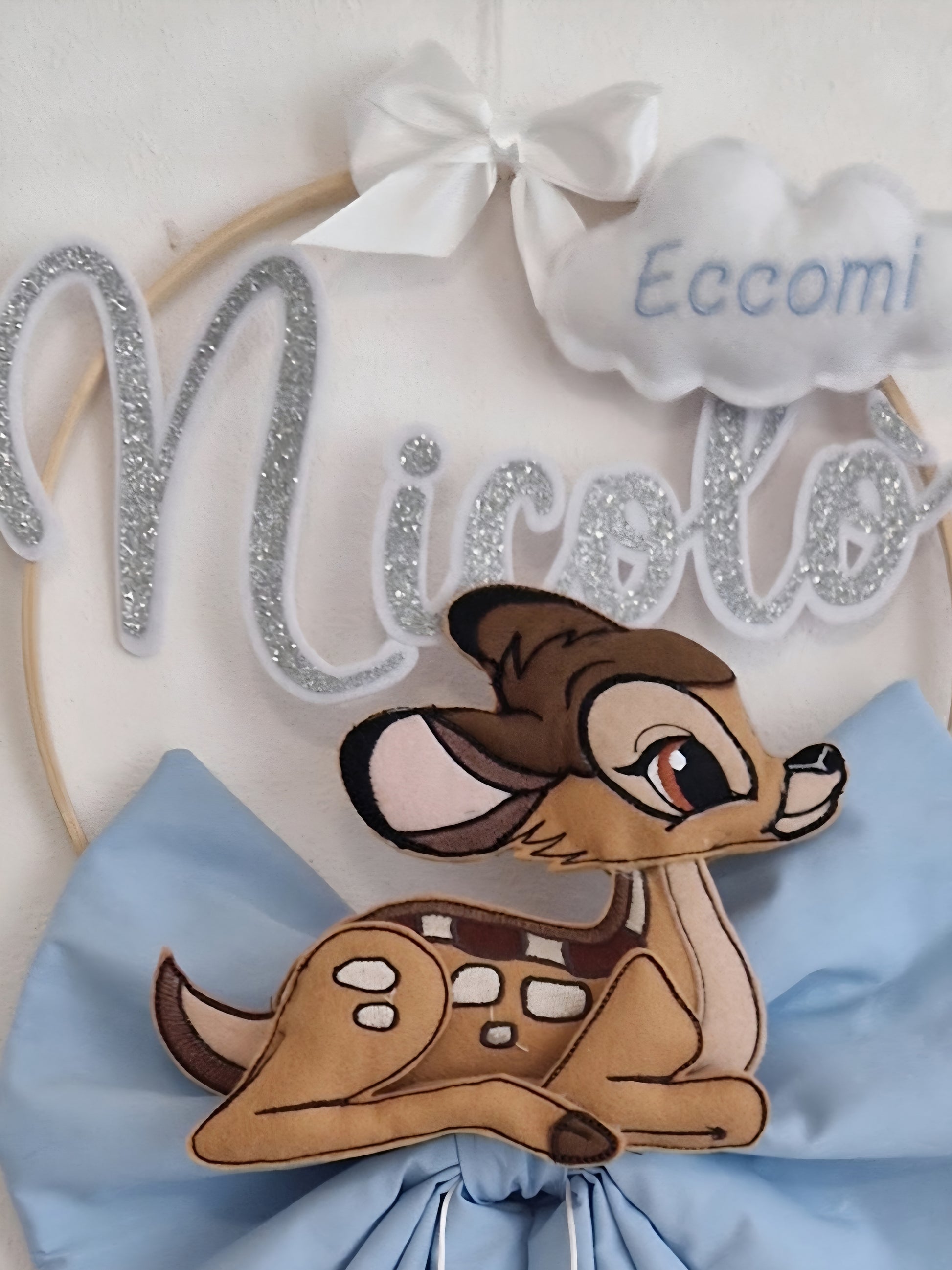fiocco nascita cerbiatto personalizzato fatto a mano