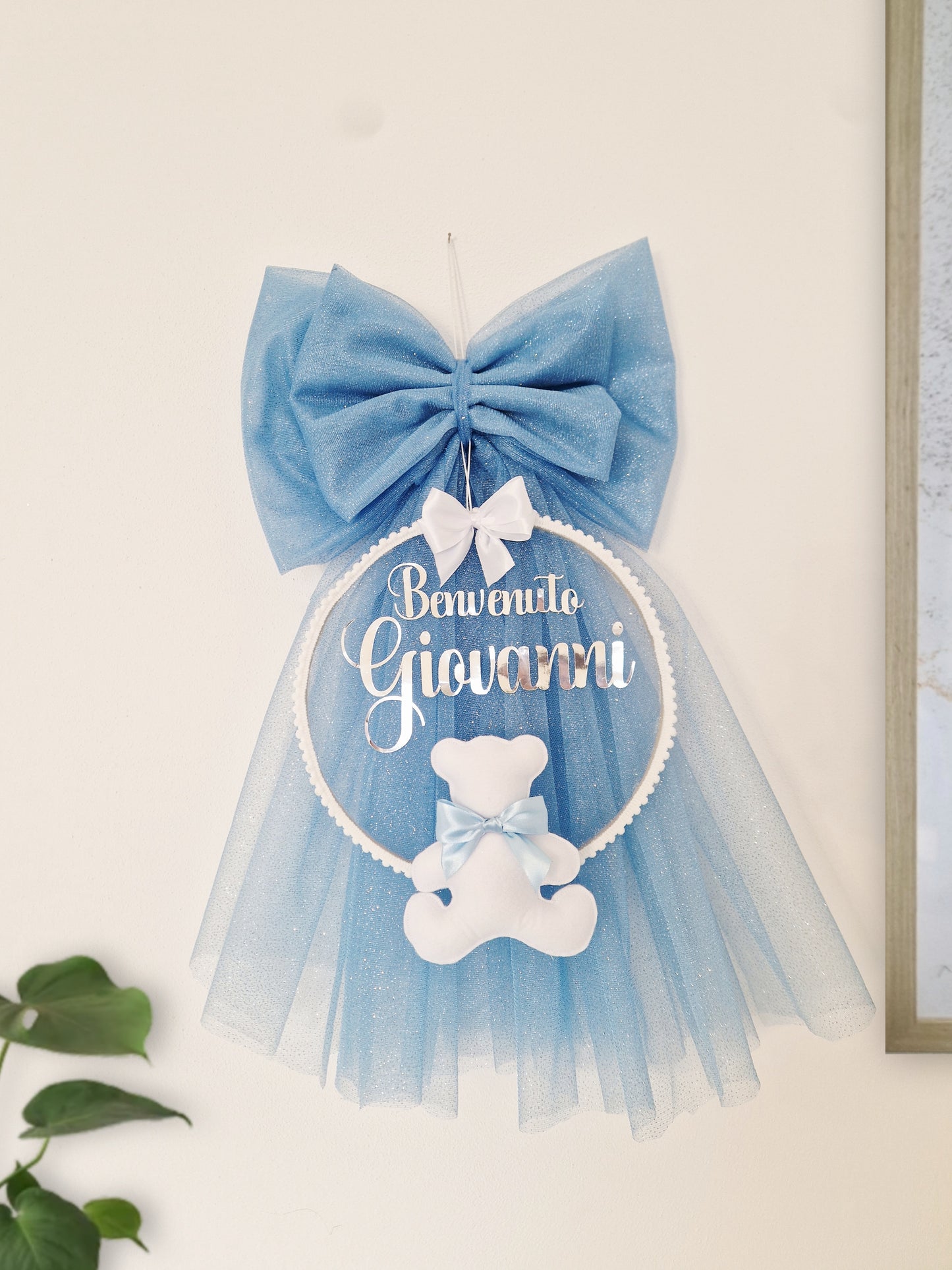fiocco nascita elegance personalizzato fatto a mano