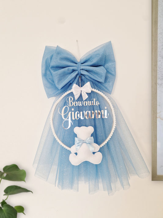 fiocco nascita elegance personalizzato fatto a mano