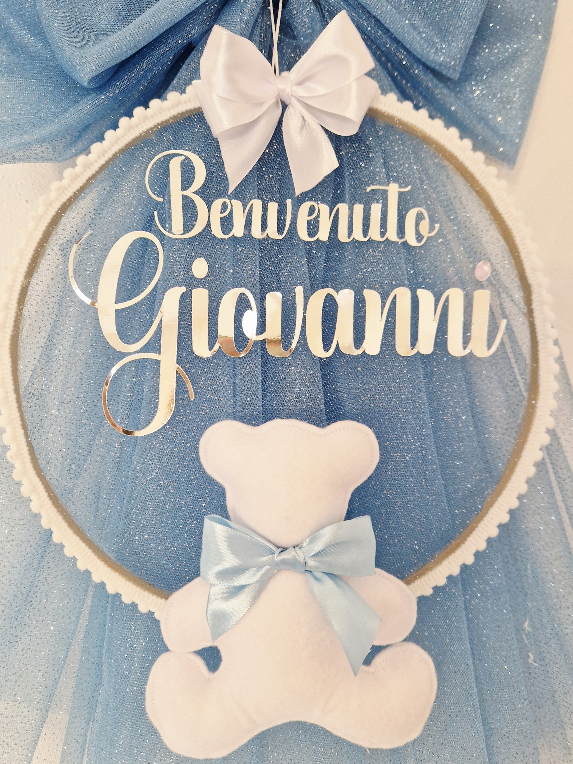 fiocco nascita elegance personalizzato fatto a mano