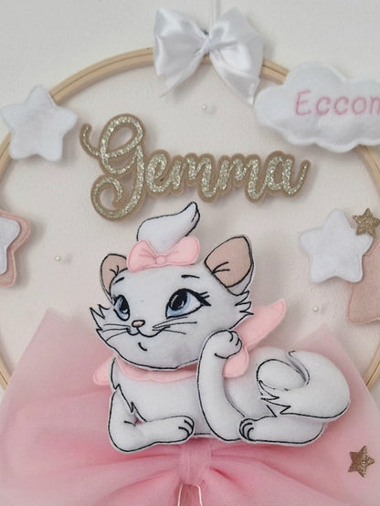 fiocco nascita minou personalizzato fatto a mano