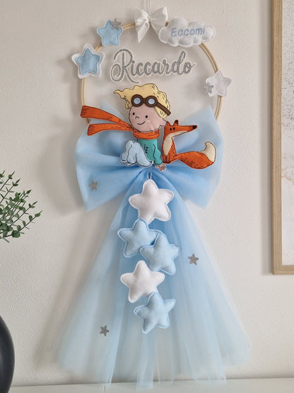 fiocco nascita piccolo principe personalizzato fatto a mano
