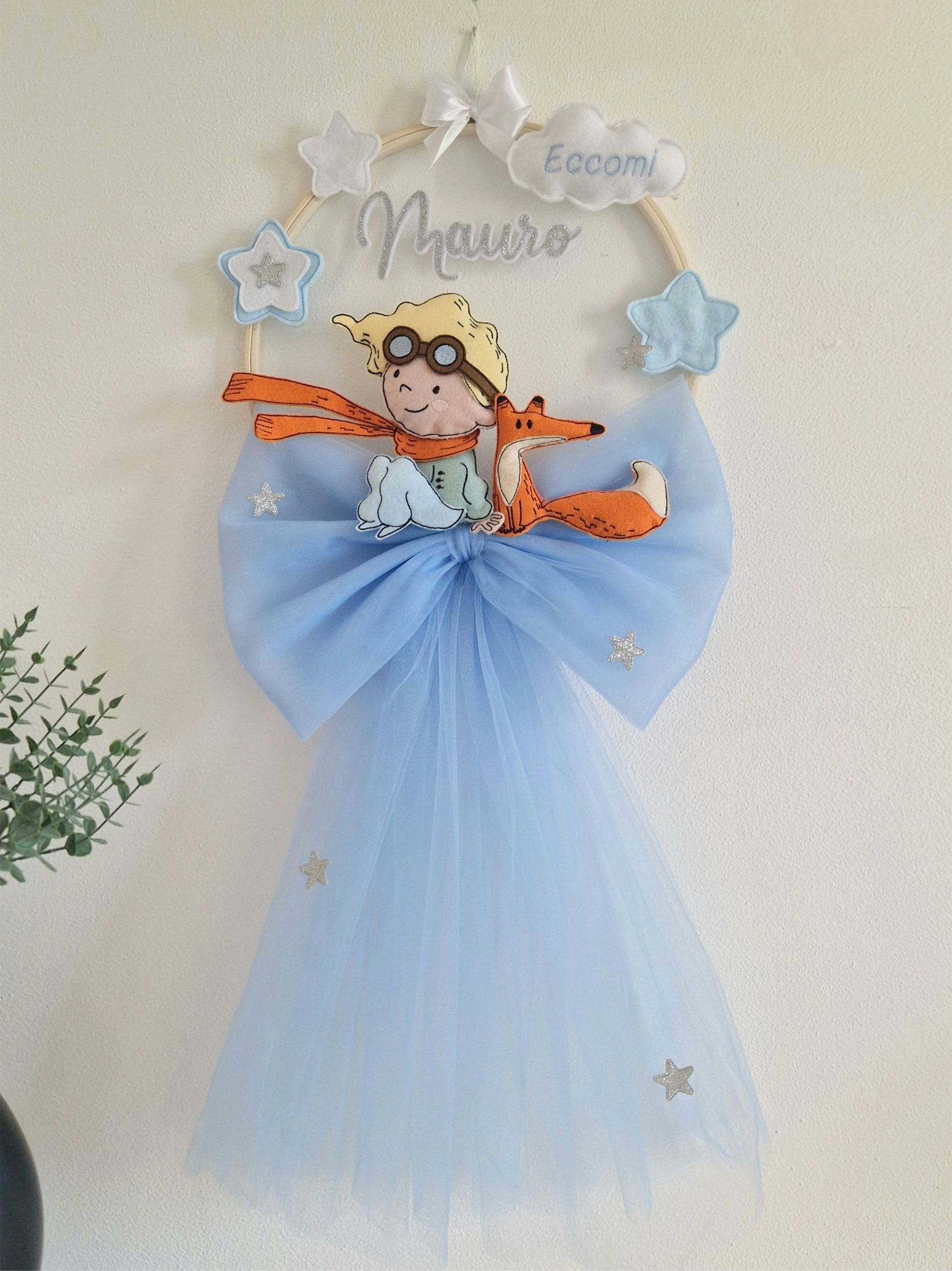 fiocco nascita piccolo principe personalizzato fatto a mano