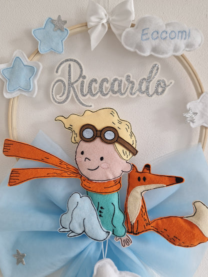 fiocco nascita piccolo principe personalizzato fatto a mano