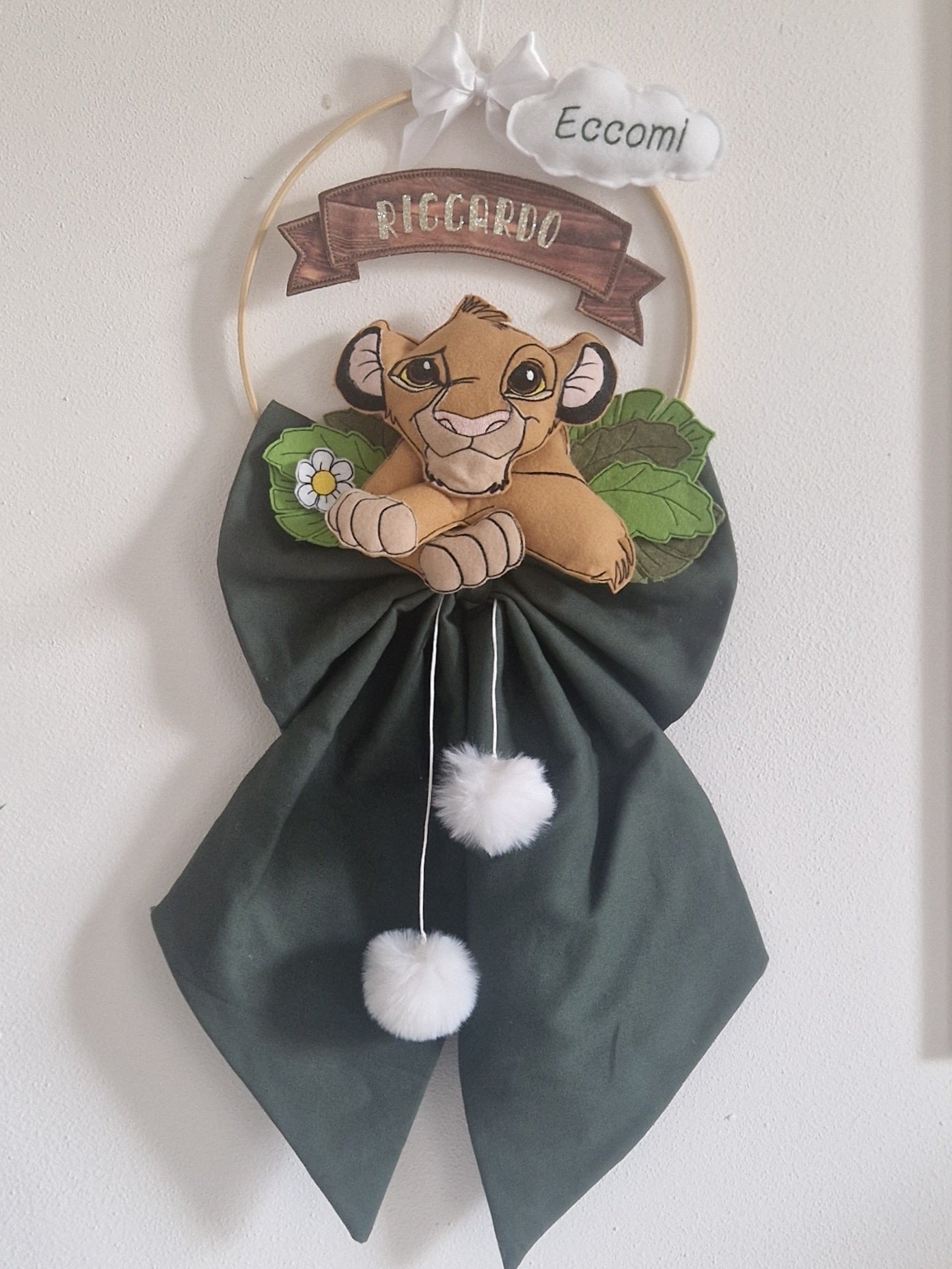 fiocco nascita simba personalizzato fatto a mano