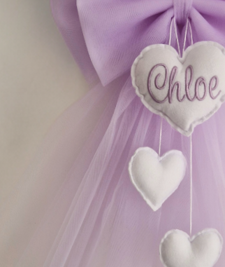 fiocco nascita TULLE lilla personalizzato fatto a mano