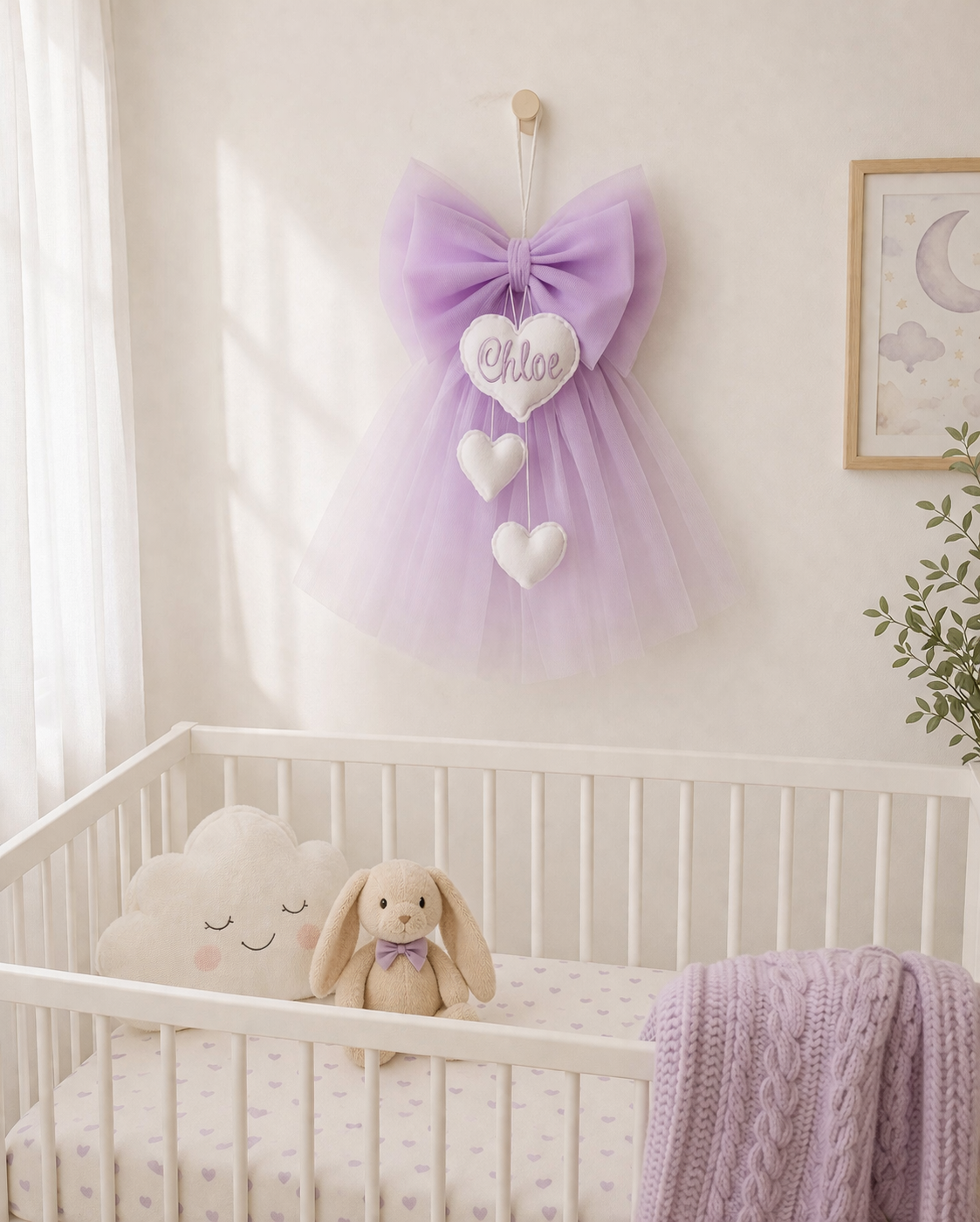 Fiocco Nascita Tulle Lilla