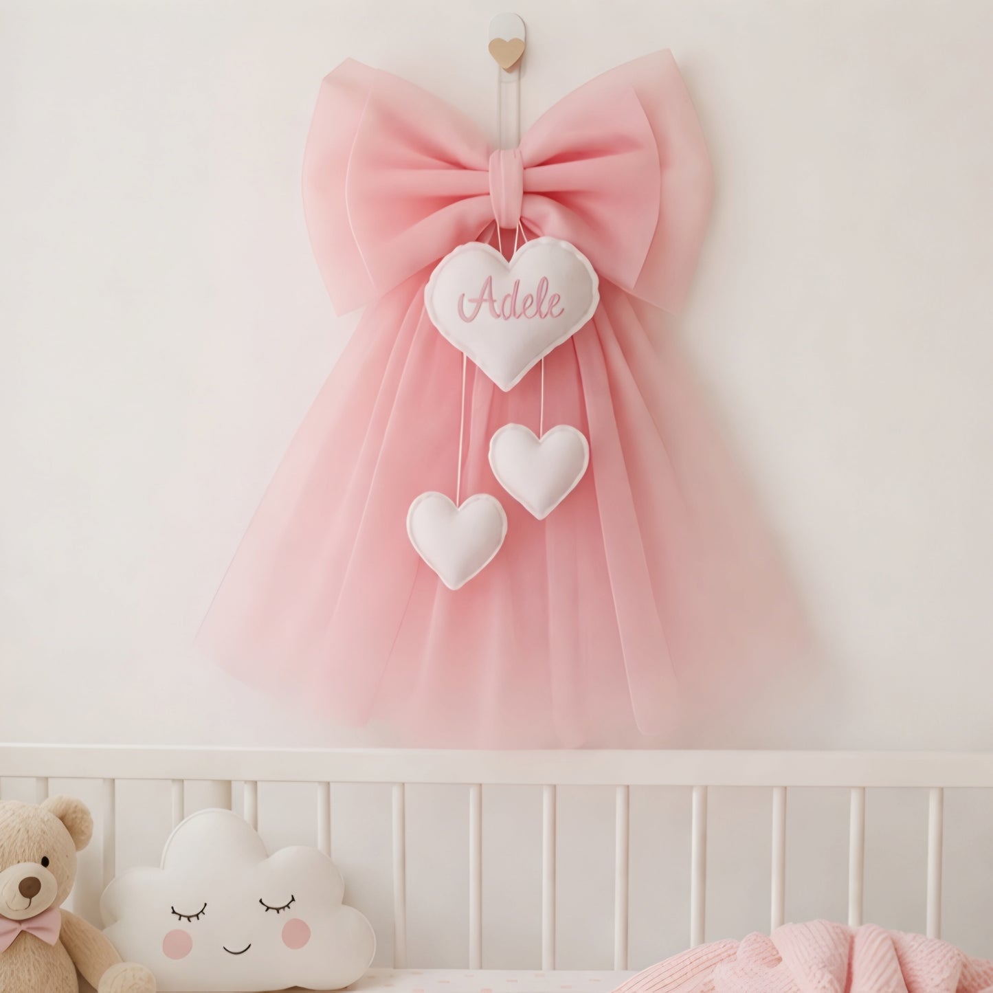 Fiocco Nascita Tulle Rosa