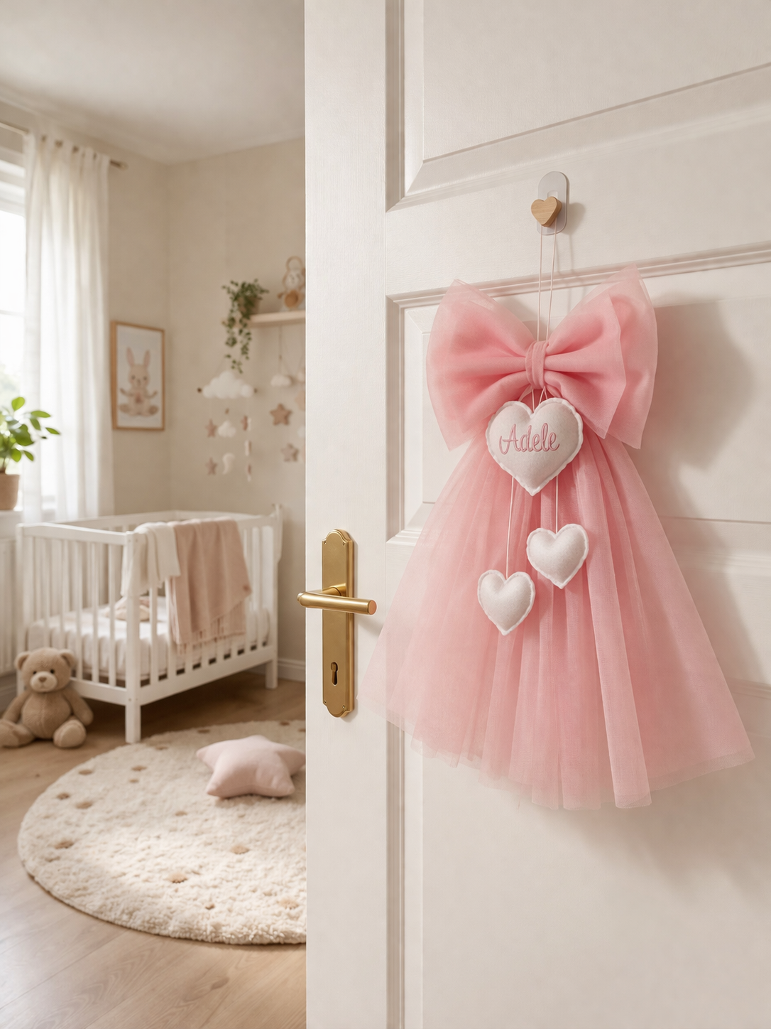 Fiocco Nascita Tulle Rosa