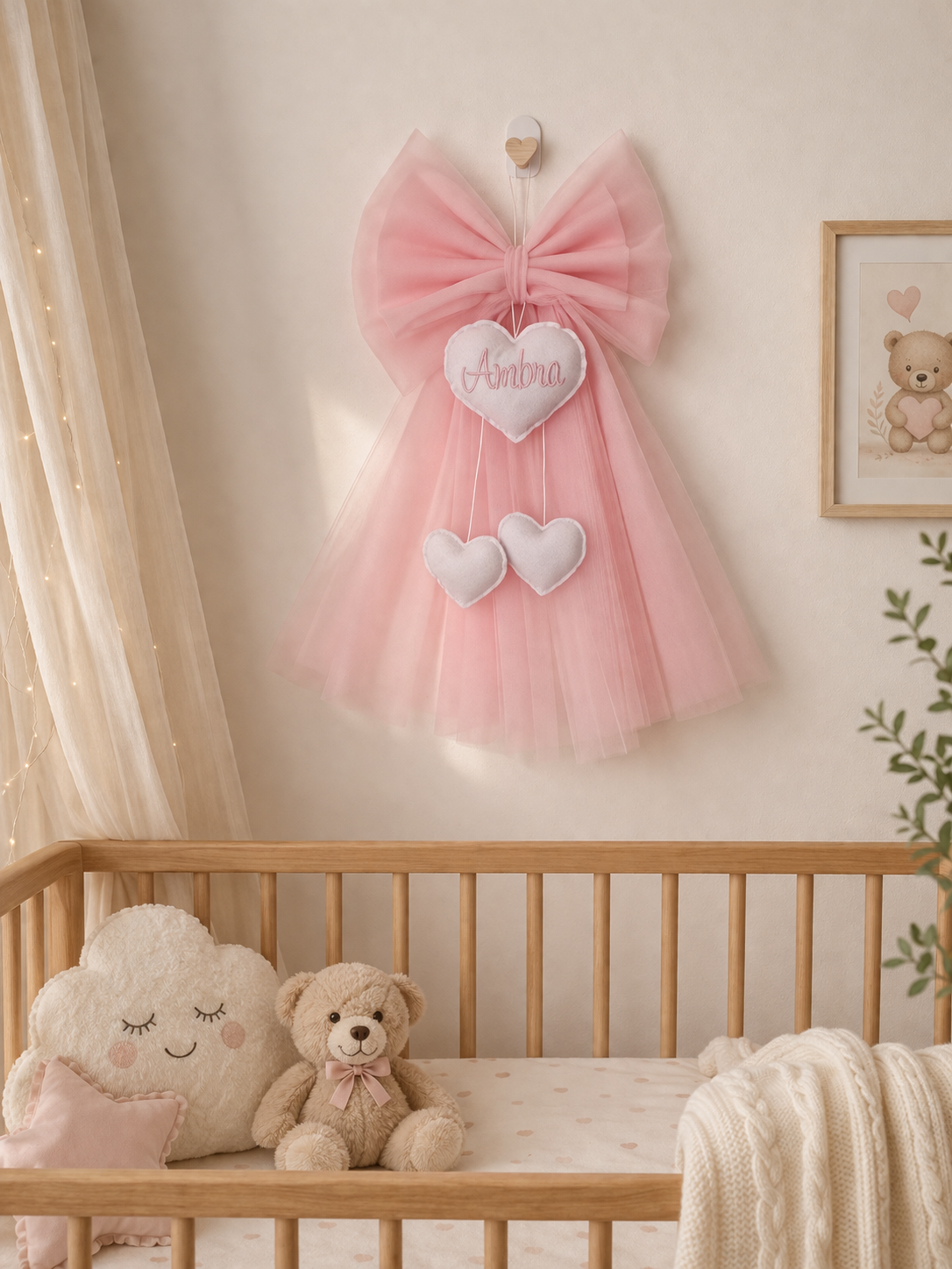 Fiocco Nascita Tulle Rosa