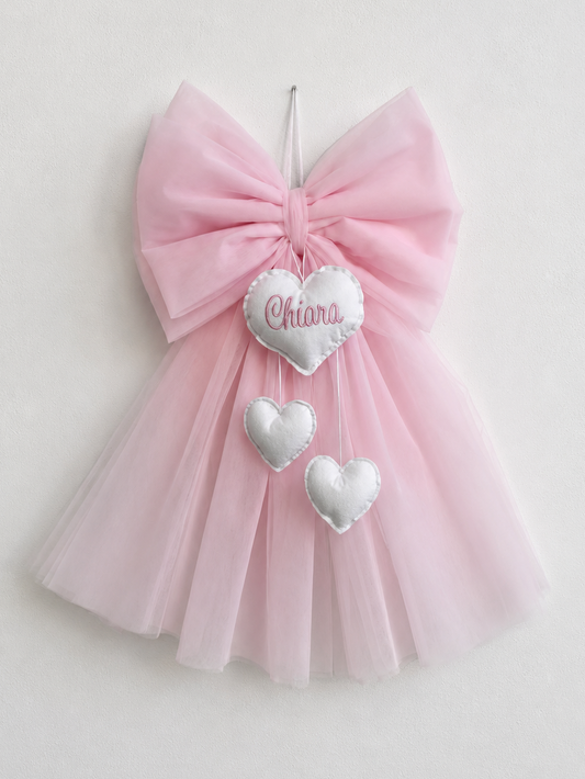 Fiocco Nascita Tulle Rosa