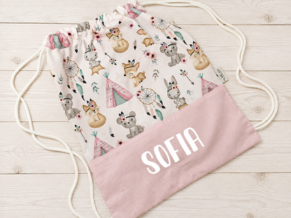 Sacca-zaino asilo BOHO GIRL personalizzabile